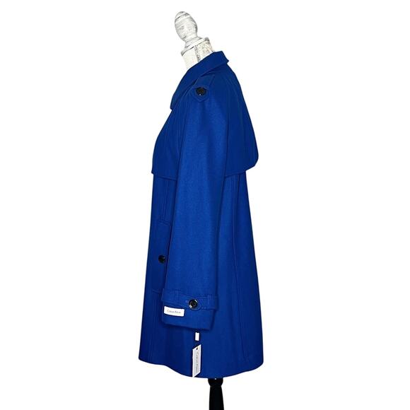 Calvin Klein Wool Blend Trench Pea Coat Women's Size 8 Cobalt Blue - Picture 6 of 16